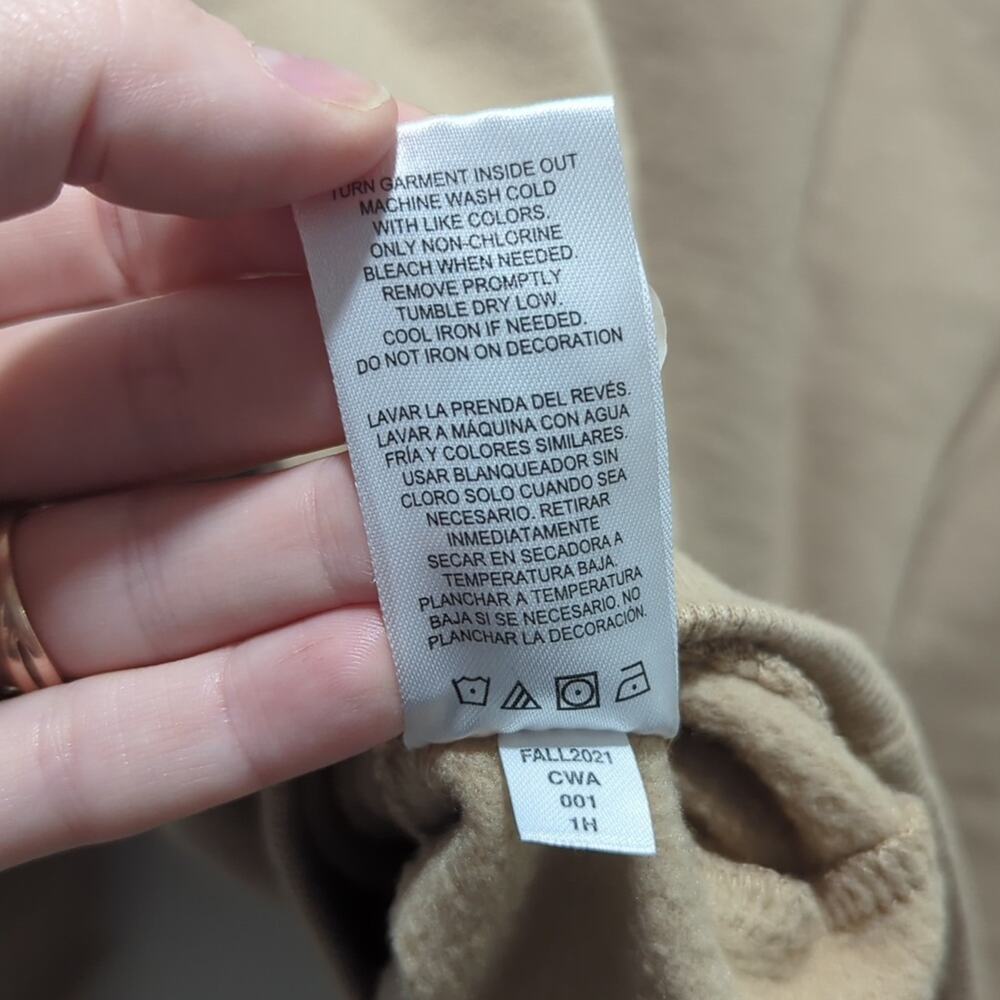 Champion Mock Neck Neutral Sweatshirt Long Sleeve Logo Beige Tan Size M - Picture 8 of 8